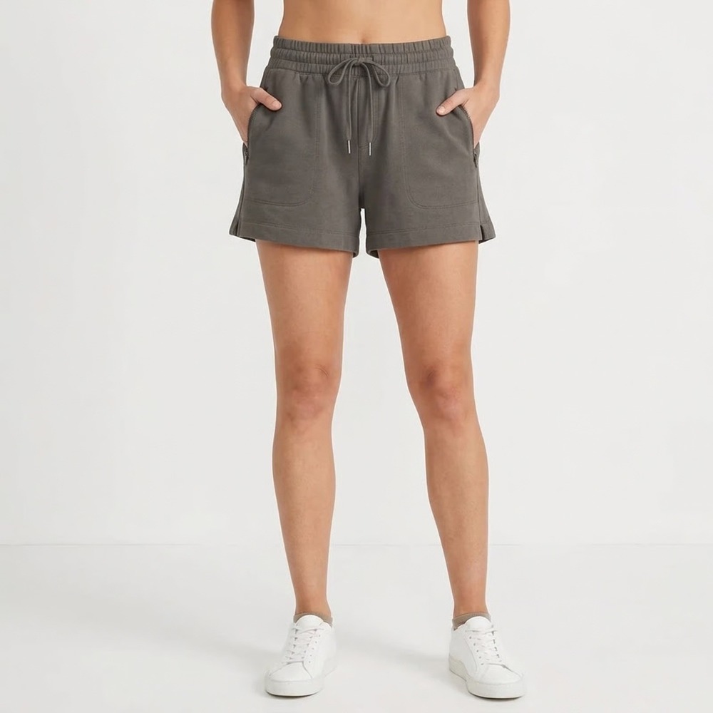 90 Degree By Reflex Shorts Womens Large Gray Cotton Stretch Drawstring Waist